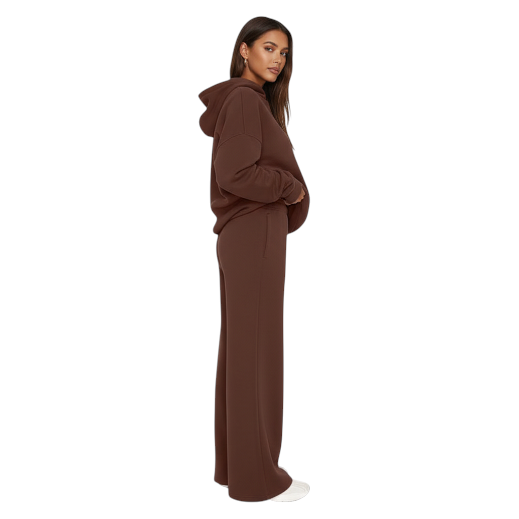 Womens Two Piece Hoodie Set with Wide Leg Sweatpants Lounge Set