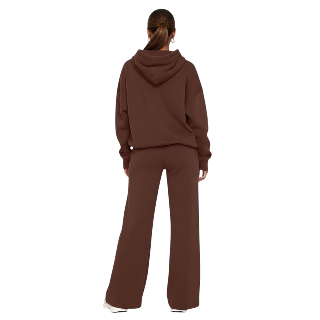 Womens Two Piece Hoodie Set with Wide Leg Sweatpants Lounge Set