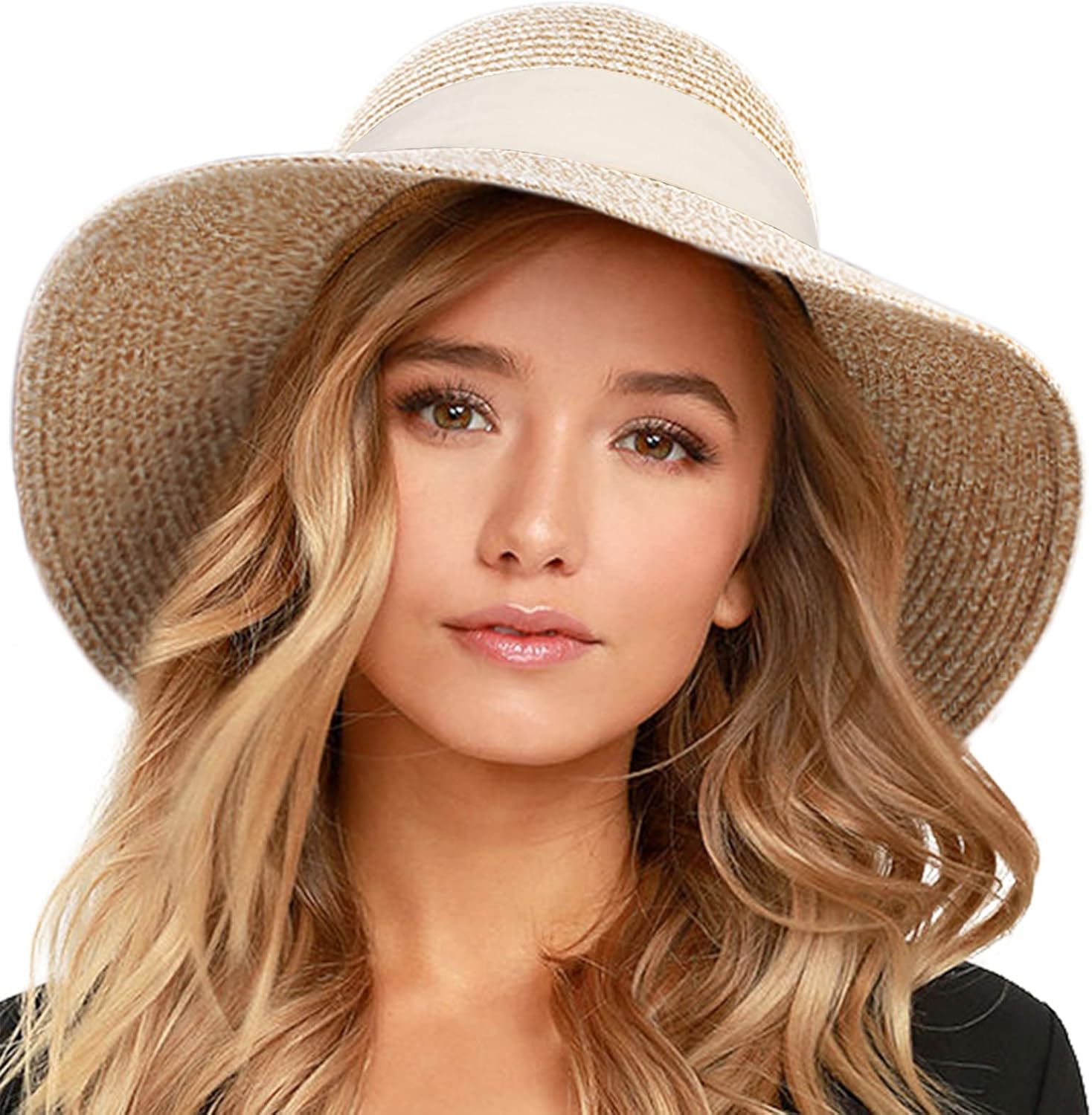 Womens Wide Brim Straw Sun Hat