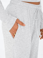 Womens Two Piece Lounge Set with Long Sleeve Top and Wide Leg Pants