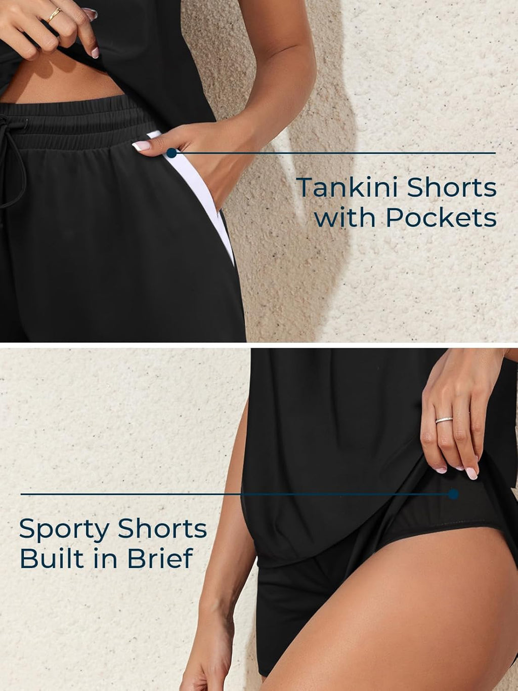 Womens Tankini Swimsuit Set with Blouson Top and Shorts