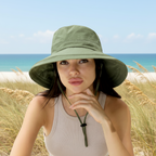 Womens Wide Brim Sun Hat with Chin Strap