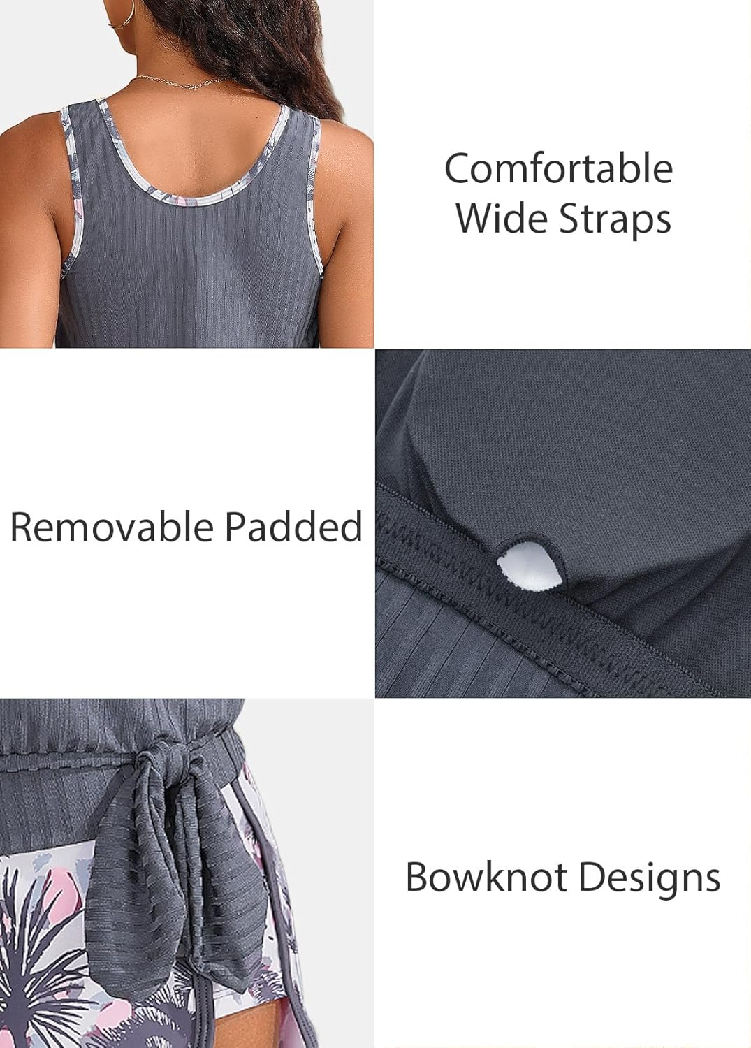 Womens Tankini Swimsuit Set with Blouson Top and Shorts