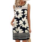 Womens Sleeveless Floral Print Mini Dress with Pockets