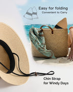 Womens Wide Brim Straw Sun Hat