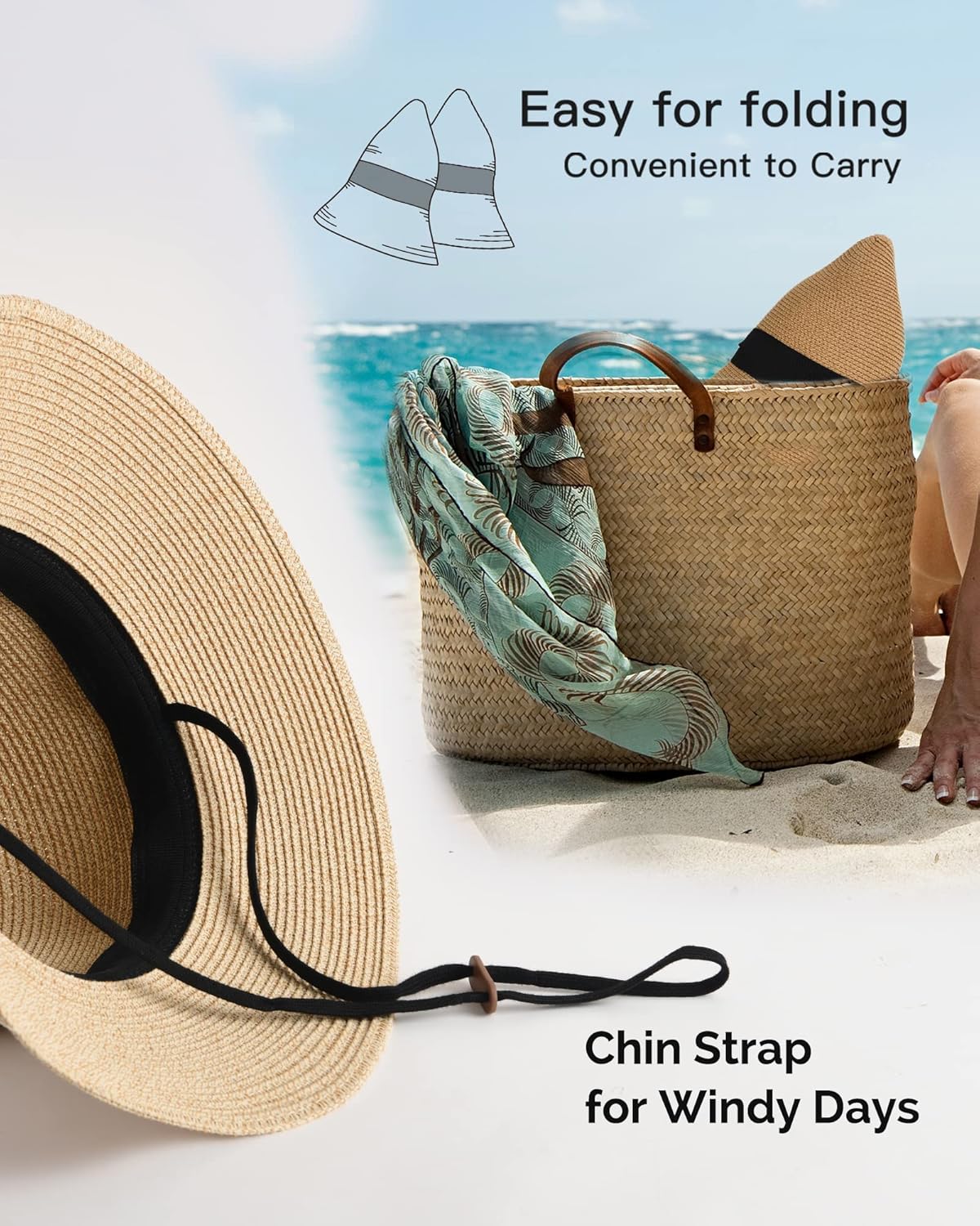 Womens Wide Brim Straw Sun Hat