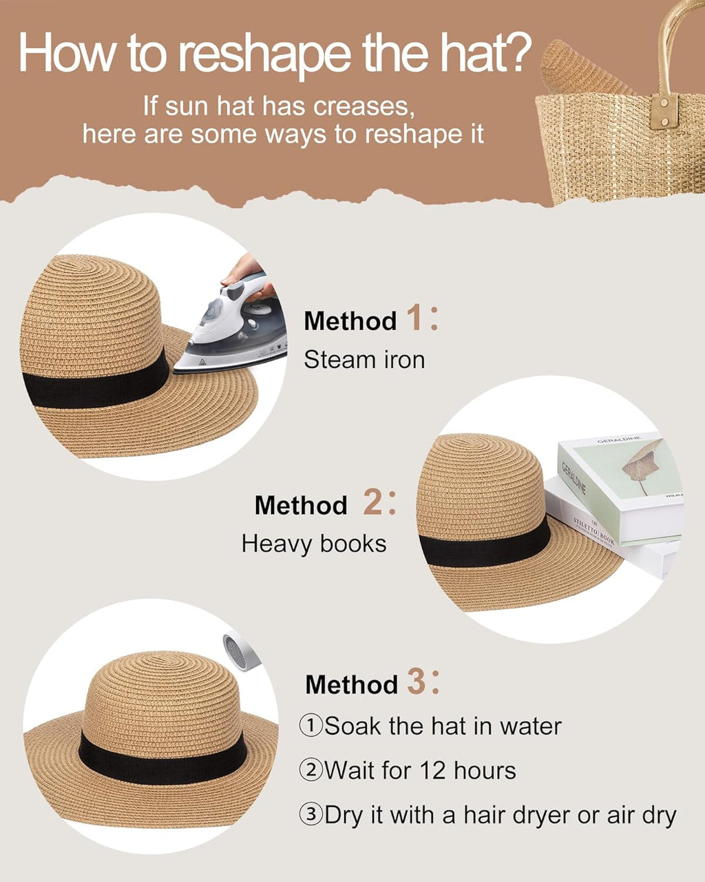 Adjustable Packable Summer Beach Hat for Women