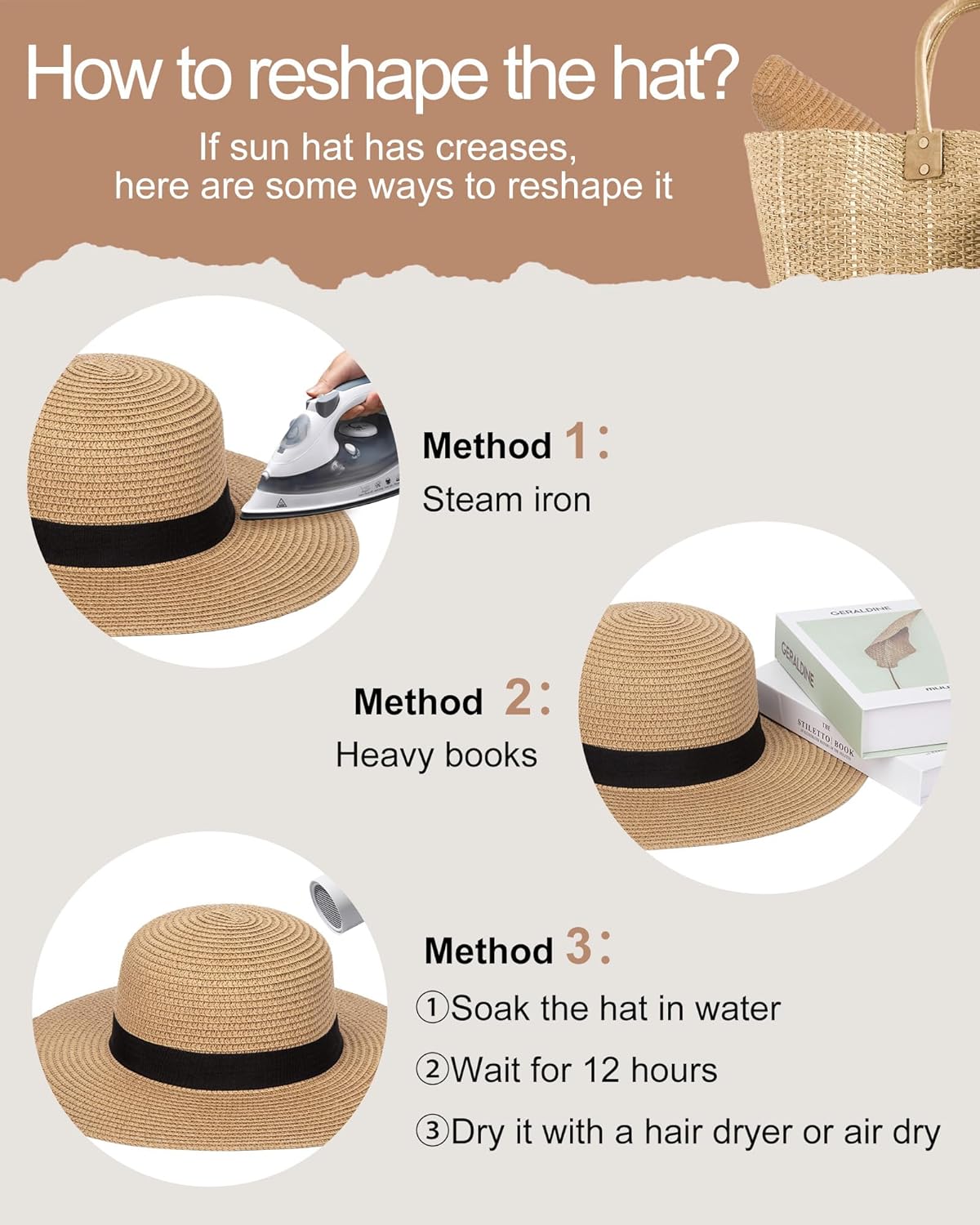 Adjustable Packable Summer Beach Hat for Women