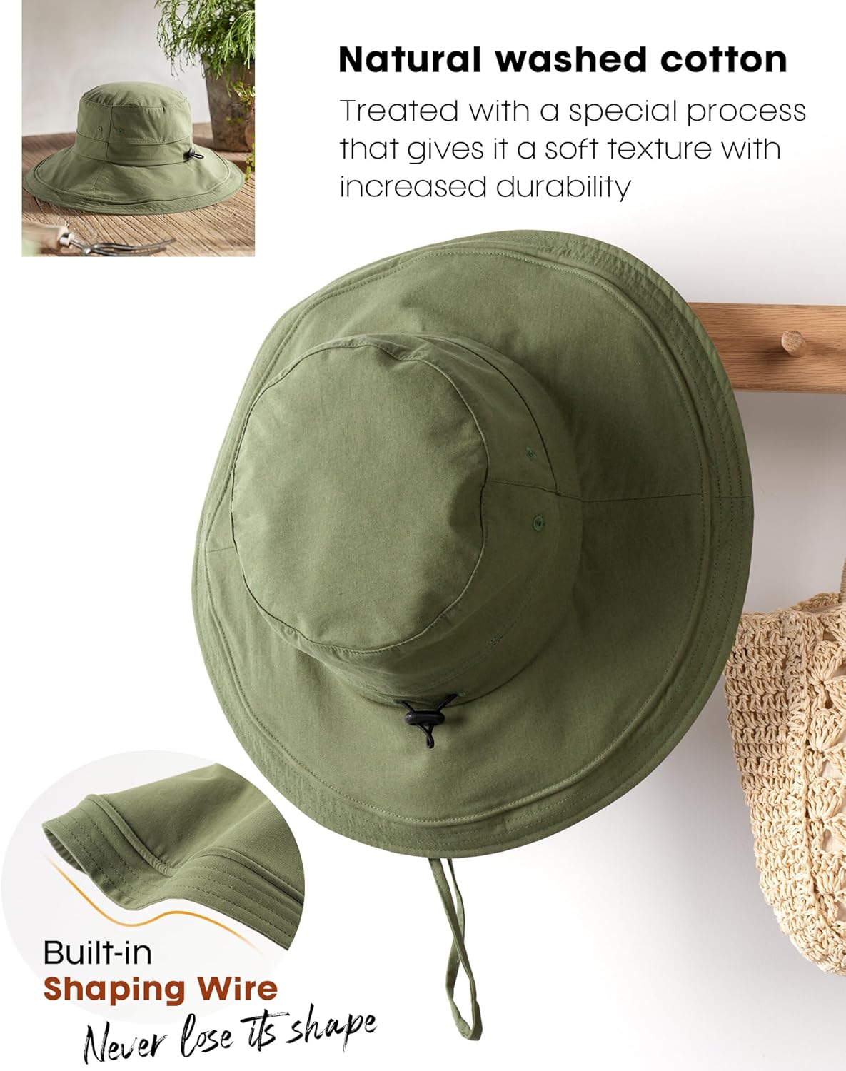 Womens Wide Brim Sun Hat with Chin Strap