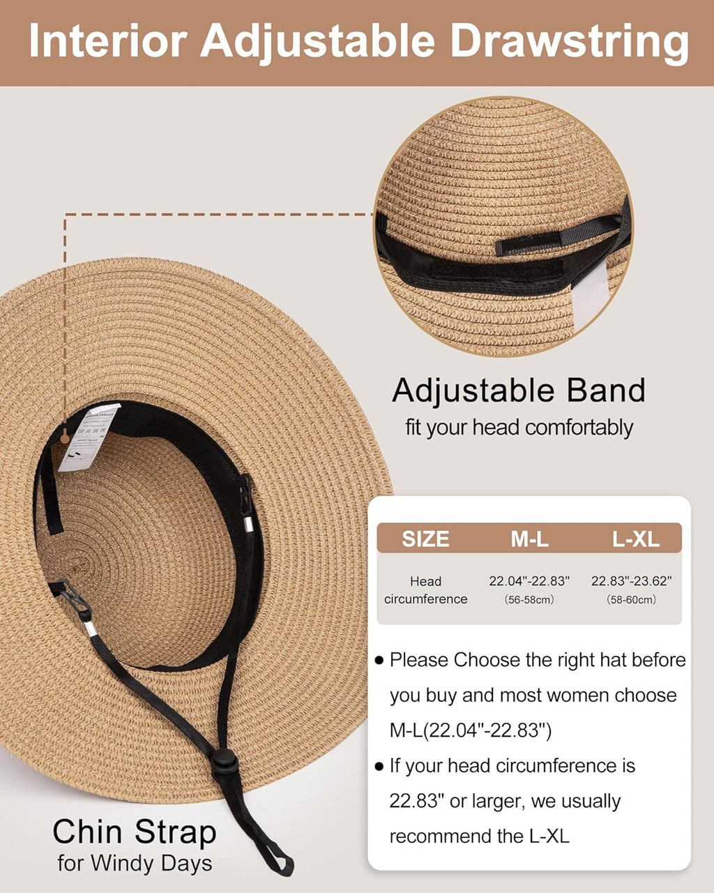 Adjustable Packable Summer Beach Hat for Women