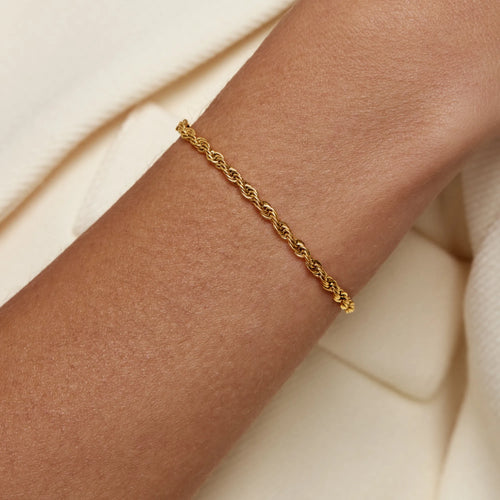 Elegant Adjustable Gold Rope Chain Bracelet with Slider Clasp