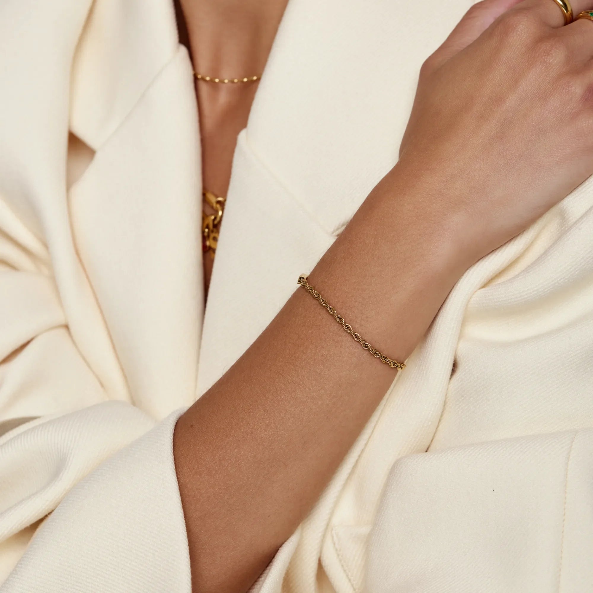 Elegant Adjustable Gold Rope Chain Bracelet with Slider Clasp