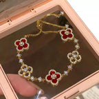 Elegant Clover Charm Bracelet with Sparkling Crystal