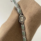 Women's Vintage Oval Bracelet Watch with Stone Links