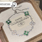Elegant Clover Charm Bracelet with Sparkling Crystal
