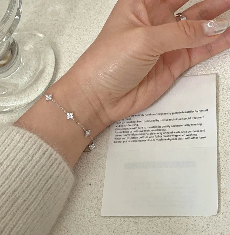 Dainty Four Leaf Clover Crystal Bracelet