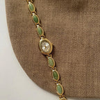 Women's Vintage Oval Bracelet Watch with Stone Links