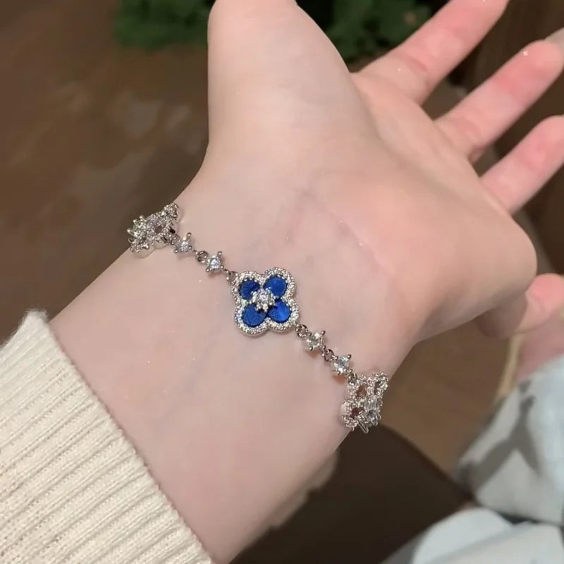 Elegant Clover Charm Bracelet with Sparkling Crystal