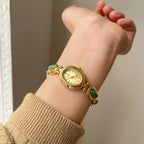 Women's Vintage Oval Bracelet Watch with Stone Links