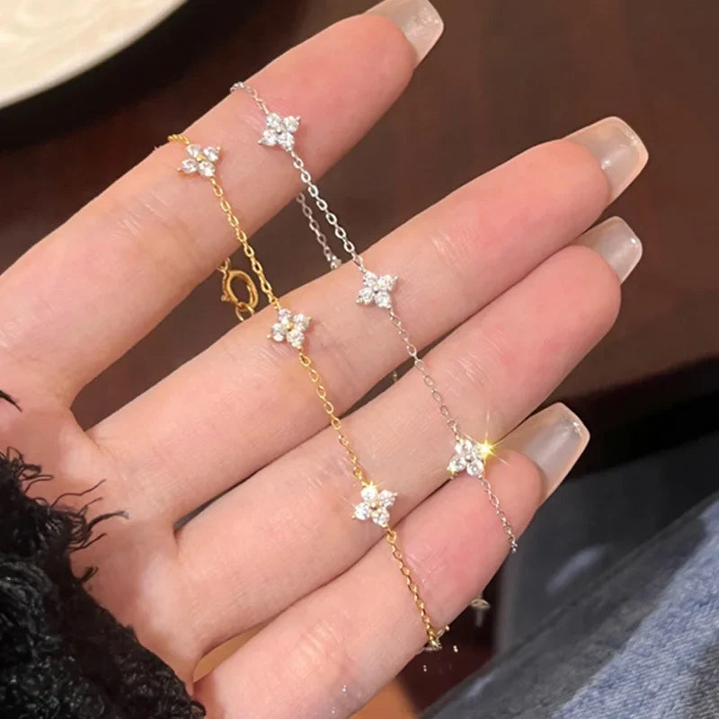 Dainty Four Leaf Clover Crystal Bracelet