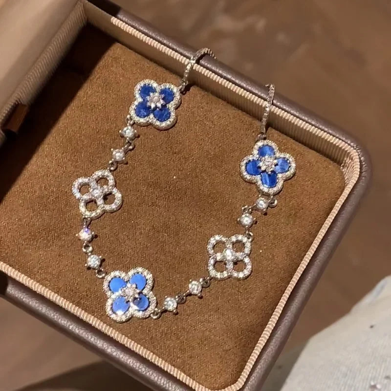 Elegant Clover Charm Bracelet with Sparkling Crystal