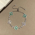 Elegant Clover Charm Bracelet with Sparkling Crystal