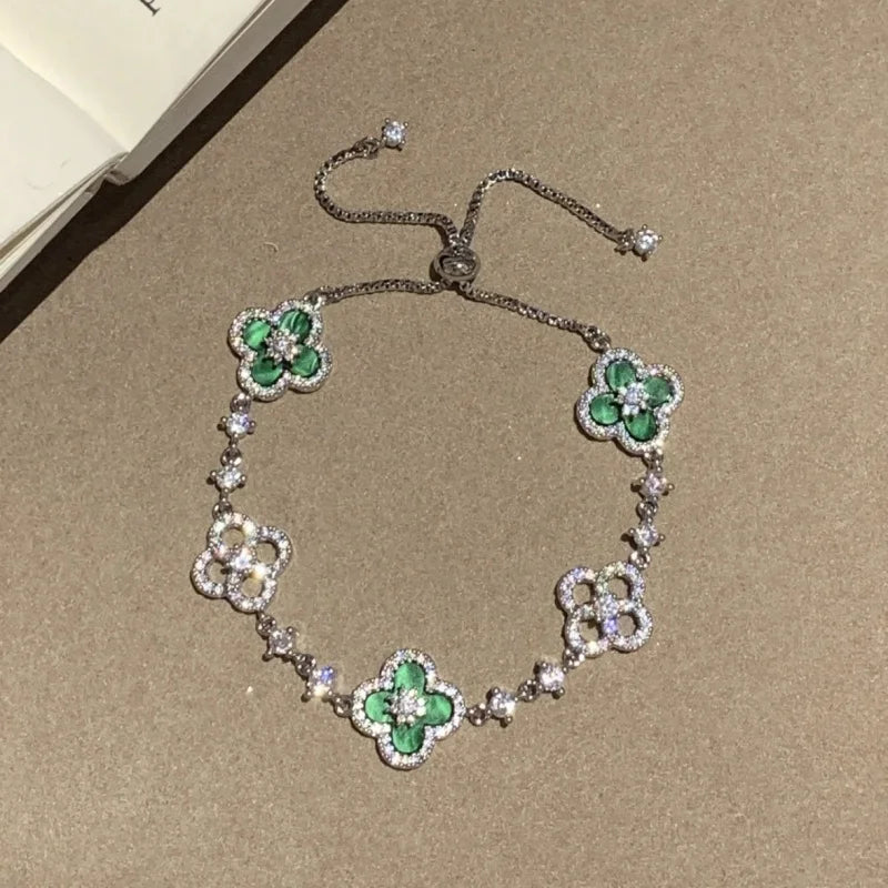 Elegant Clover Charm Bracelet with Sparkling Crystal
