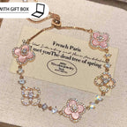 Elegant Clover Charm Bracelet with Sparkling Crystal
