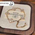 Elegant Clover Charm Bracelet with Sparkling Crystal