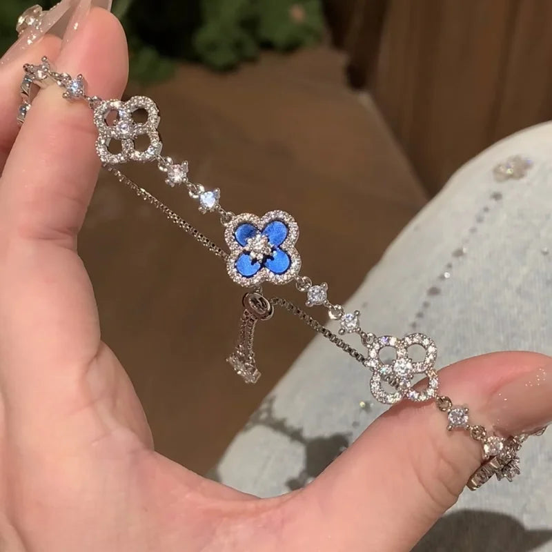 Elegant Clover Charm Bracelet with Sparkling Crystal
