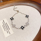 Elegant Clover Charm Bracelet with Sparkling Crystal