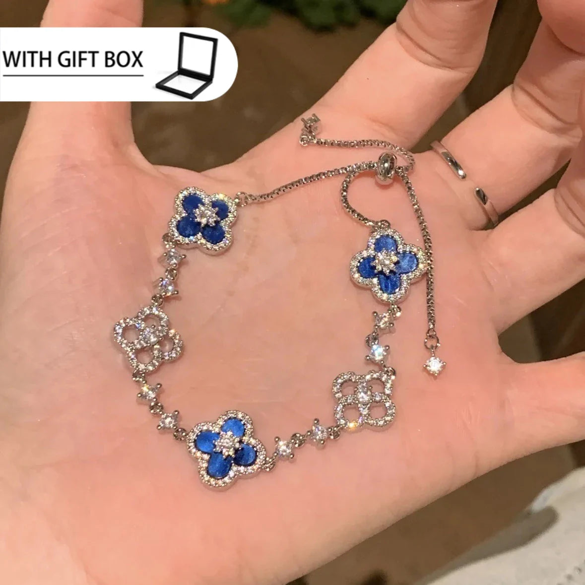 Elegant Clover Charm Bracelet with Sparkling Crystal