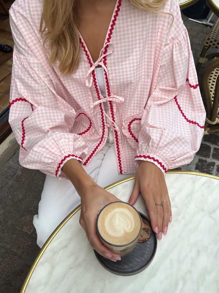 Biokatoenen Top Ruitjes Dames Top