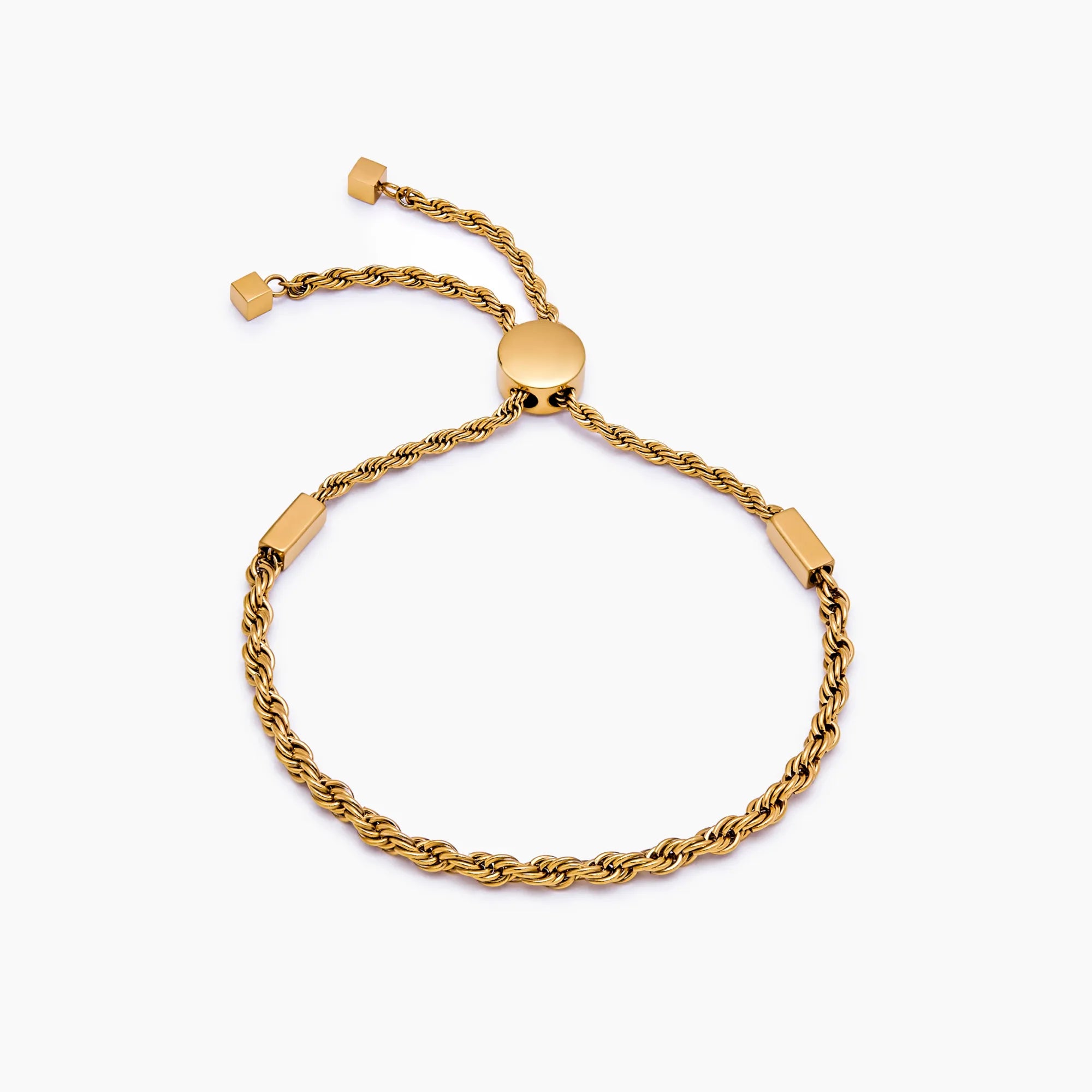 Elegant Adjustable Gold Rope Chain Bracelet with Slider Clasp