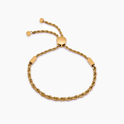 Elegant Adjustable Gold Rope Chain Bracelet with Slider Clasp