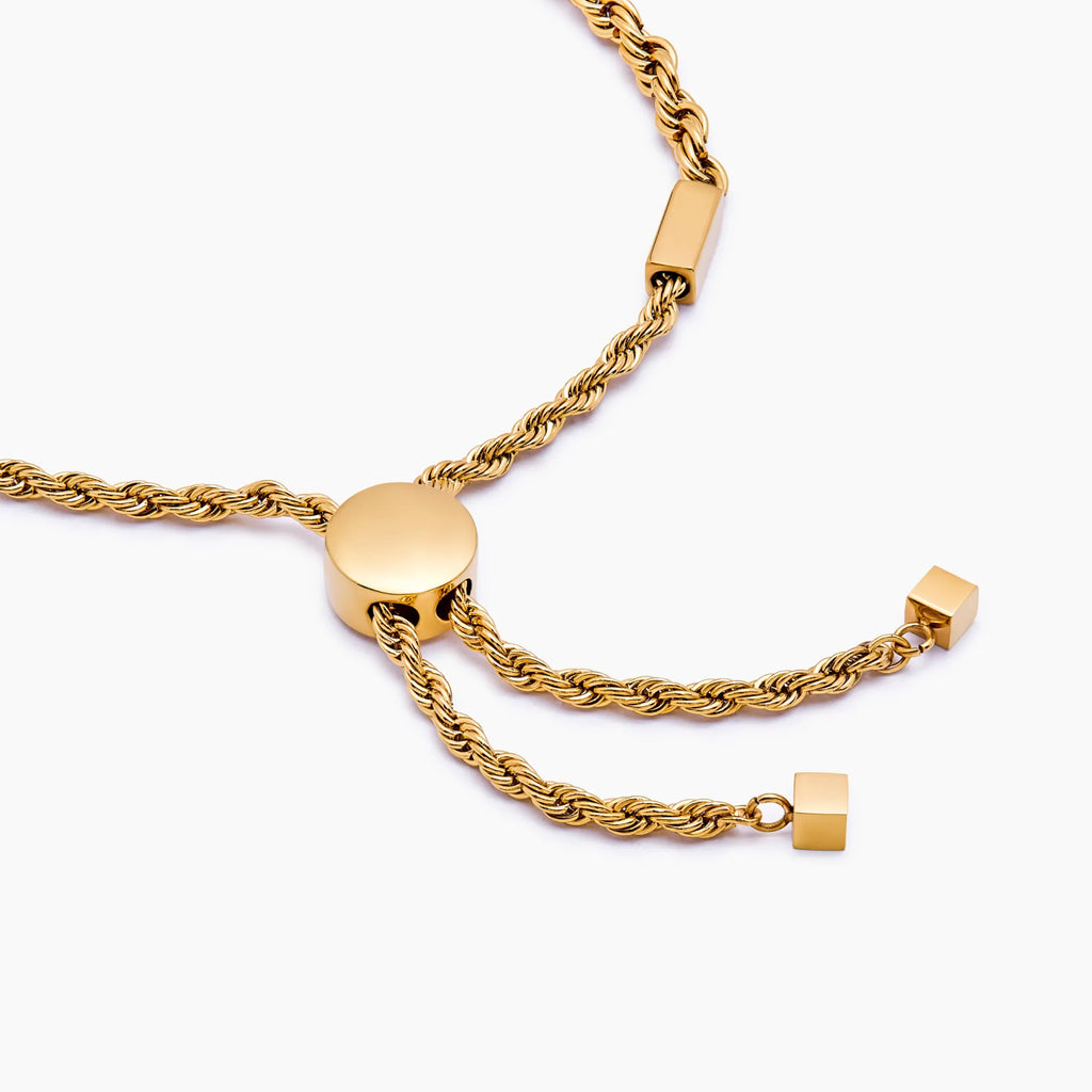 Elegant Adjustable Gold Rope Chain Bracelet with Slider Clasp