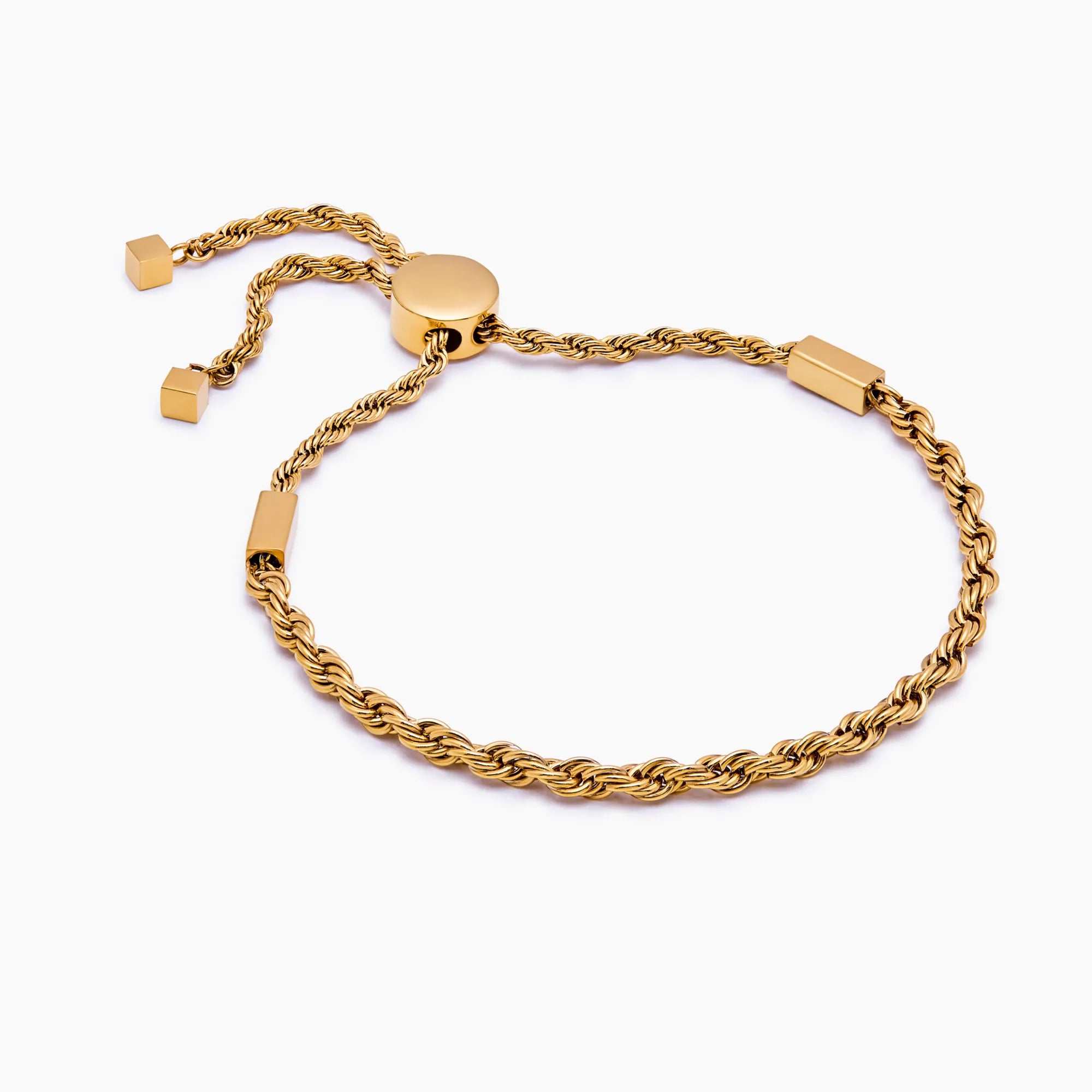 Elegant Adjustable Gold Rope Chain Bracelet with Slider Clasp