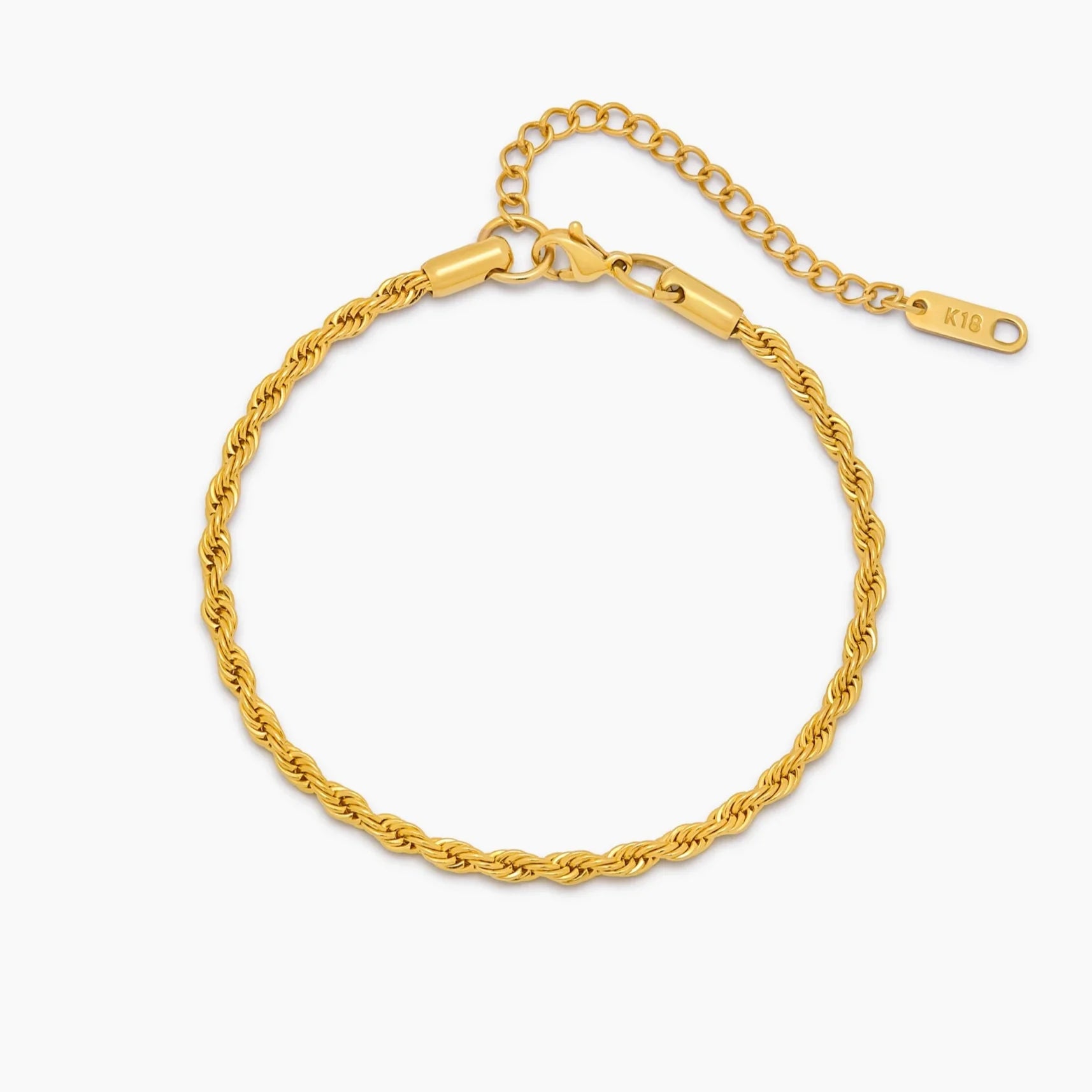Classic Gold Rope Chain Bracelet with Extender