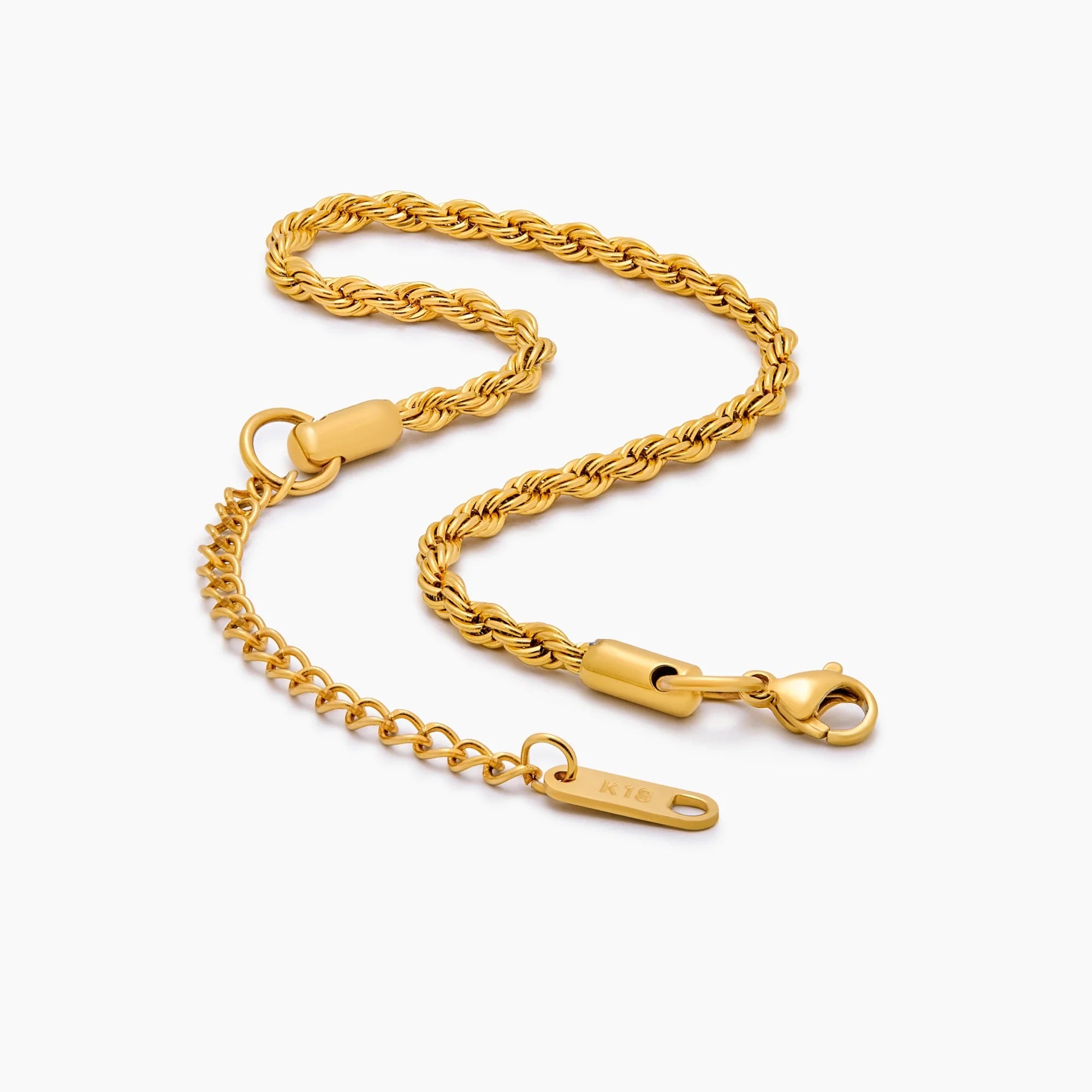 Classic Gold Rope Chain Bracelet with Extender